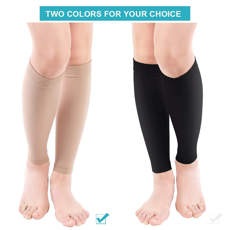 Yosoo Health Gear Calf Compression Socks, Compression Stockings with Medical Gradient Compression, 20-30mmHg Footless Compression Calf Sleeves for Shin Splint, Varicose Vein, Edema, Women & Men Beige Medium - BeesActive Australia