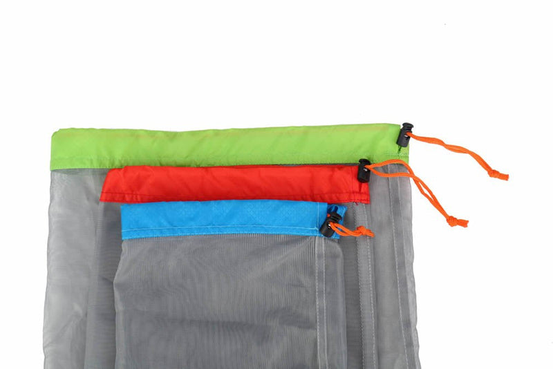 Stuff Sack Set of 3 Lightweight Nylon Mesh Drawstring Storage Bag for Travelling Hiking - BeesActive Australia