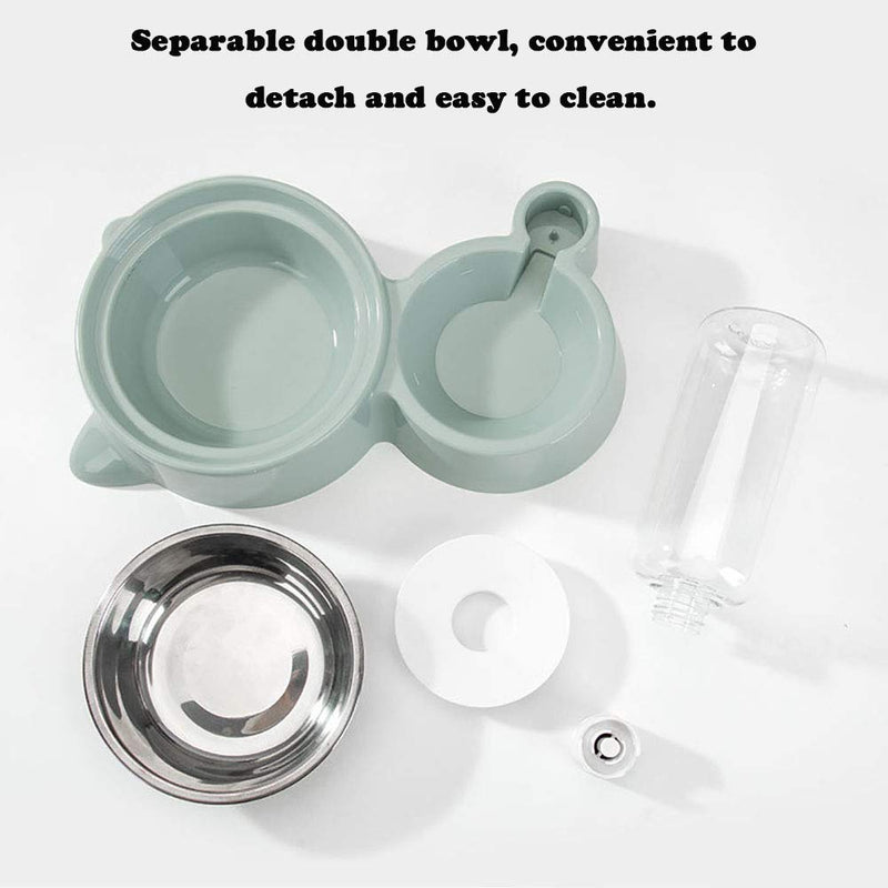 Love Dream Double Cat Water Food Bowls, Stainless Steel Removeable Dog Bowl, Pets Feeder Bowl and Automatic Water Dispenser for Small Medium Dogs Cats Blue - BeesActive Australia