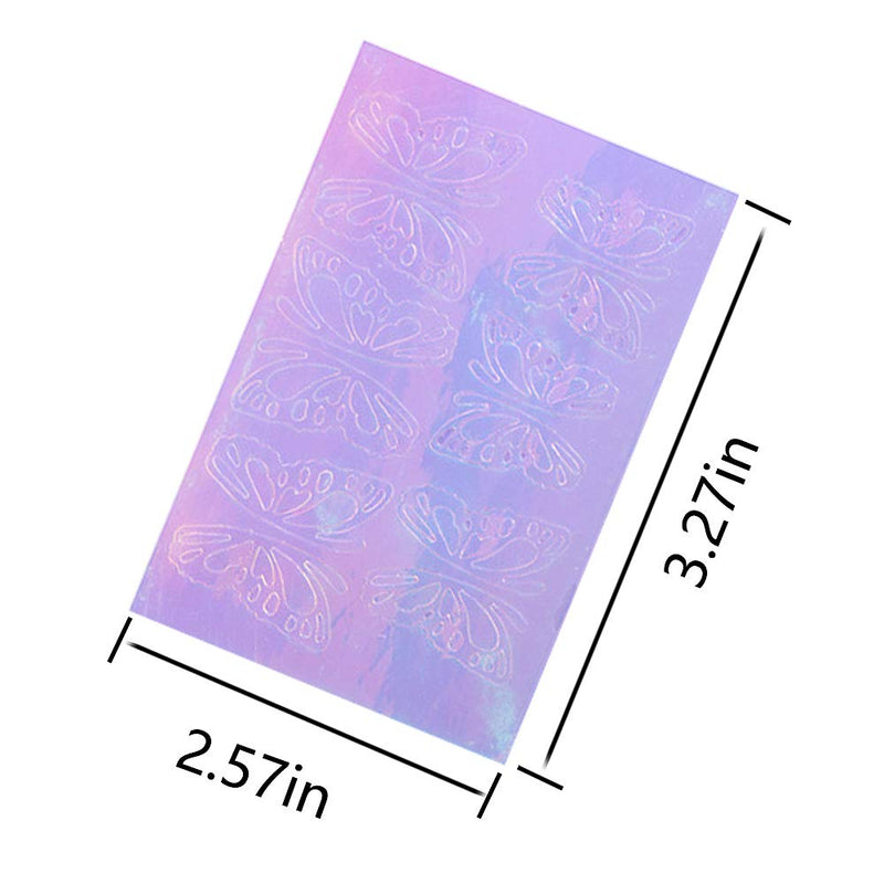 DAGEDA 32 PCS Holographic Rainbow Butterfly Nail Stickers, Nail Reflections Tape Adhesive Foils DIY Decoration Nail Decals Decoration, Nail Art Stickers - BeesActive Australia