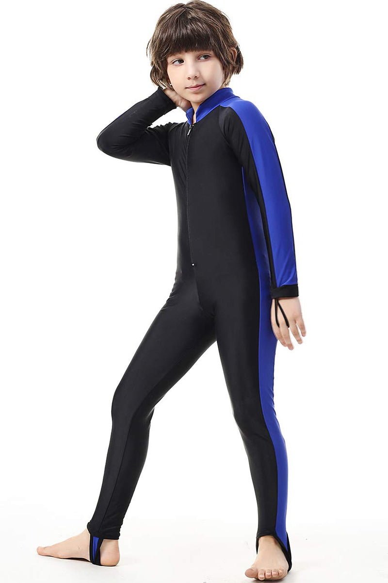 [AUSTRALIA] - Labelar Kids Sunsuit Long Sleeve Swimwear One-Piece Bodysuit Swimsuit Blue S(for Height 33"-40") 