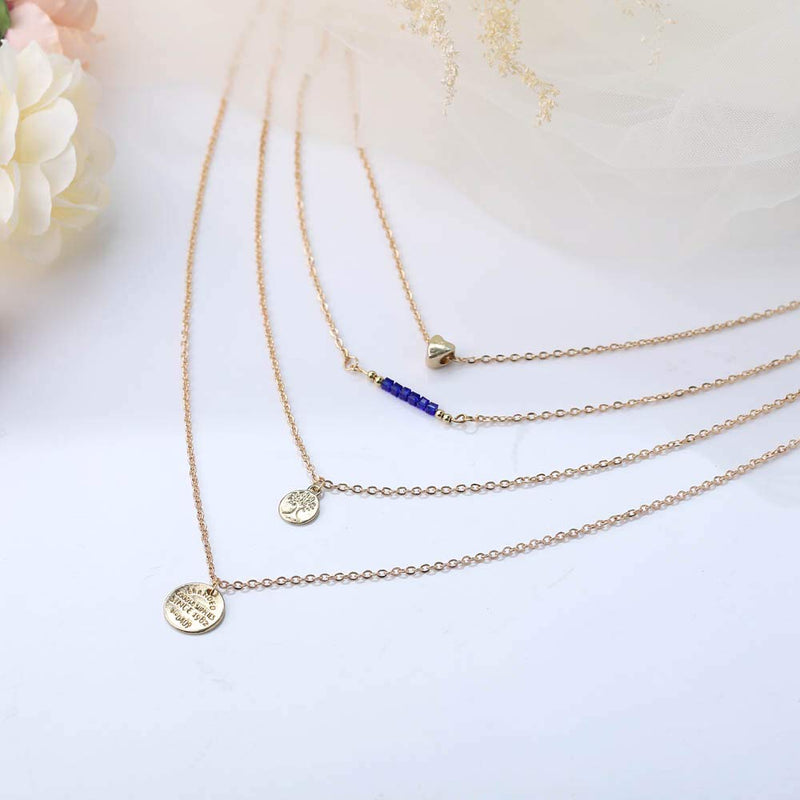 Jovono Gold Boho Multilayered Necklaces Coin Heart Pendant Jewelry Necklace Chains for Women and Girls - BeesActive Australia