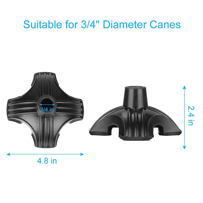 supregear Cane Tip - Self Standing Heavy Duty Rubber Replacement for Walking Cane (19mm) - Stable 4 Point Non-Slip Cane Tip for Folding Cane Walking Stick or Offset Quad Pod or Tripod Canes, Black 19 mm - BeesActive Australia