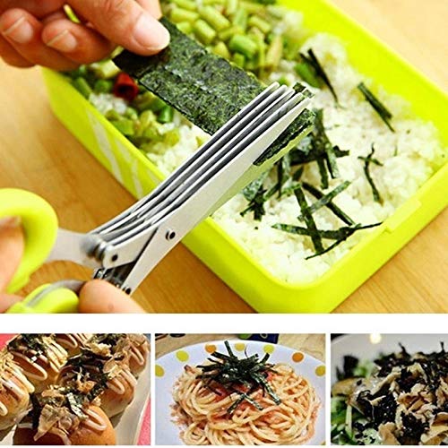 Multifunctional 5 Layers Stainless Steel Knives Multi-Layers KItchen Scissors Scallion Cutter Herb Laver Spices Cook Tool Cut (5 Layers) - BeesActive Australia