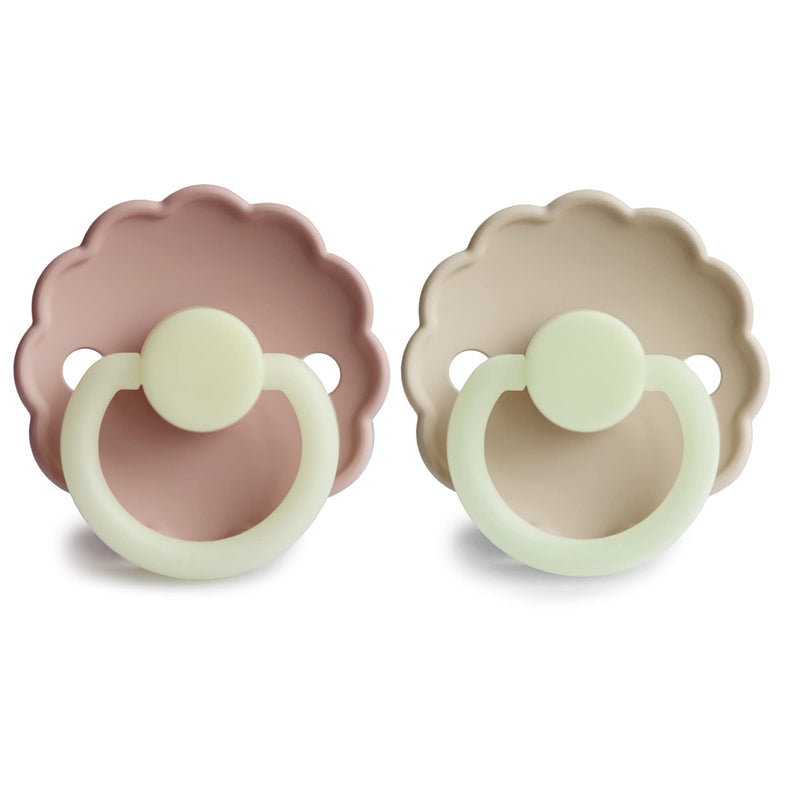 FRIGG Daisy Night SilkySoft Silicone Baby Pacifier | Made in Denmark | BPA-Free (Blush/Cream, 6-18 Months) Night Blush/Cream - BeesActive Australia