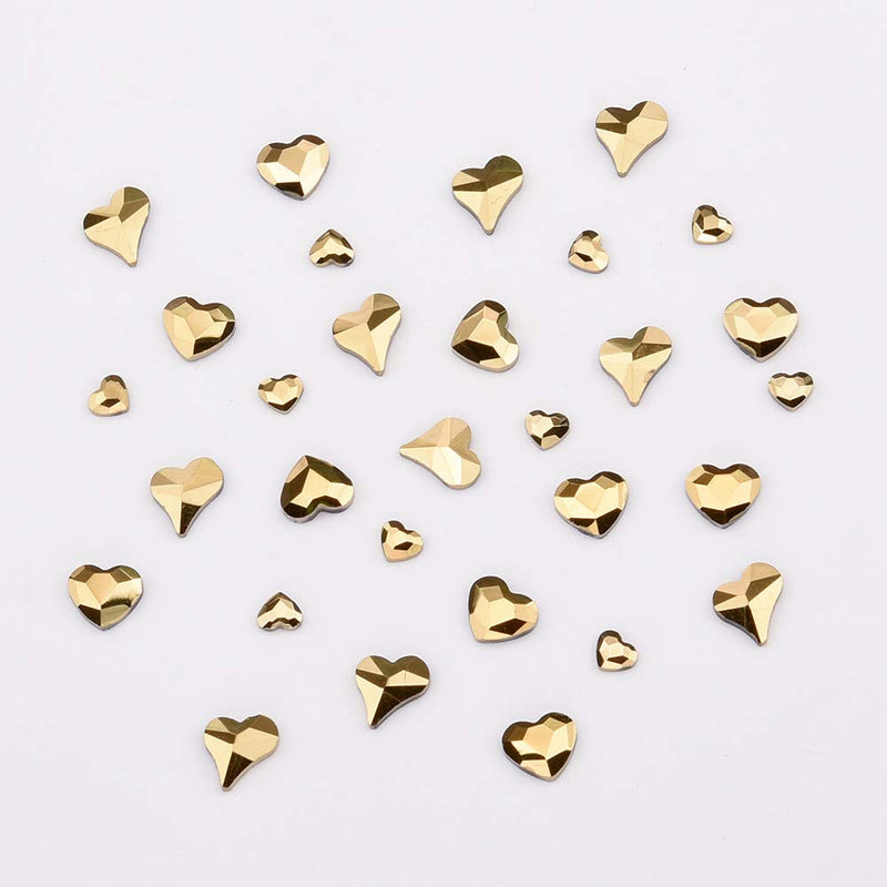 300pcs Gold Crystal Multi Shape Rhinestones For Nail Art Craft Mix 31 Style FlatBack 3d Stone Gems Set - BeesActive Australia