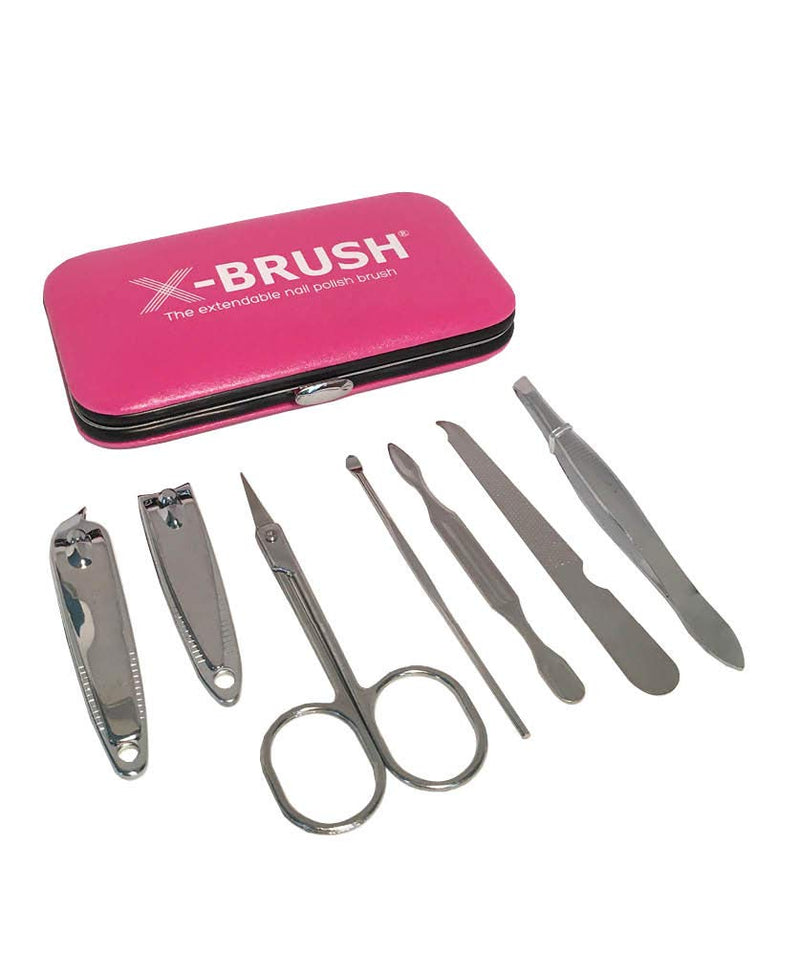 X-brush Manicure Set – 7 Piece Stainless Steel – Elegant portable Travel Case – Perfect gift for women – Perfect if you travel - BeesActive Australia