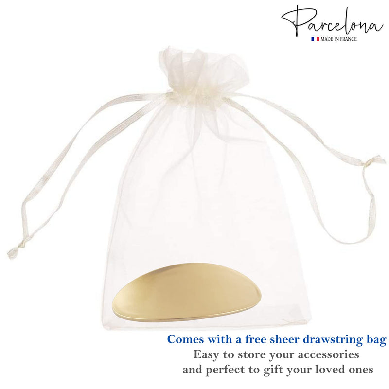 Parcelona French Oval Golden Large 4" Celluloid Automatic Hair Clip Hair Barrette for Women and Girls, Made in France Golden Yellow - BeesActive Australia