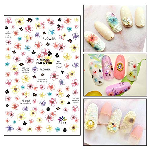 Yiicon 5 Sheets Natural Dry Flower Nail Art Decoration Lovely Flower Beauty Nail Stickers for 3D Nail Art Acrylic UV Gel Tips 3D Nail Art Dried Flowers Sticker - BeesActive Australia