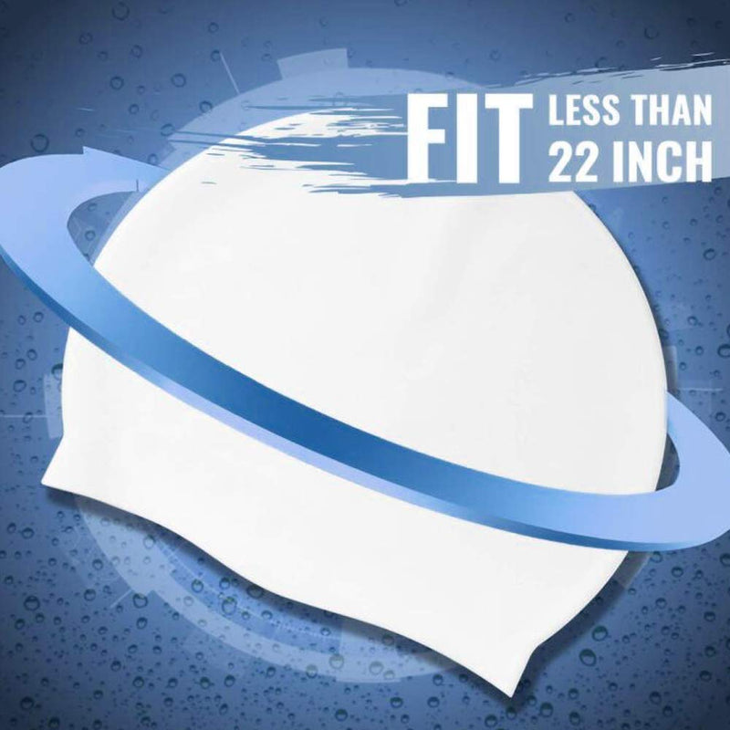 HuoLian Swim Cap Swimming Cap Silicone Swim Cap for Men Women Kids Boys Girls for Long Hair White/Black - BeesActive Australia