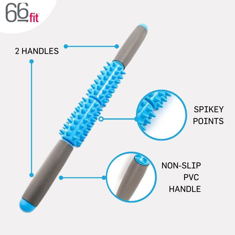 66fit Spiky Muscle Roller Stick - Includes Massage Stick Ebook - Deep Tissue Trigger Point Massage Tool For Tight Calf and Leg Muscles - BeesActive Australia