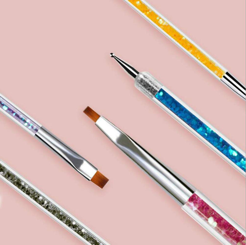5 Pcs Nail Art Brushes Double Ended Brush and Point Rrill Pen Kit Elegant Nail Pen Set Easy To Use Professional Liner Tools - BeesActive Australia