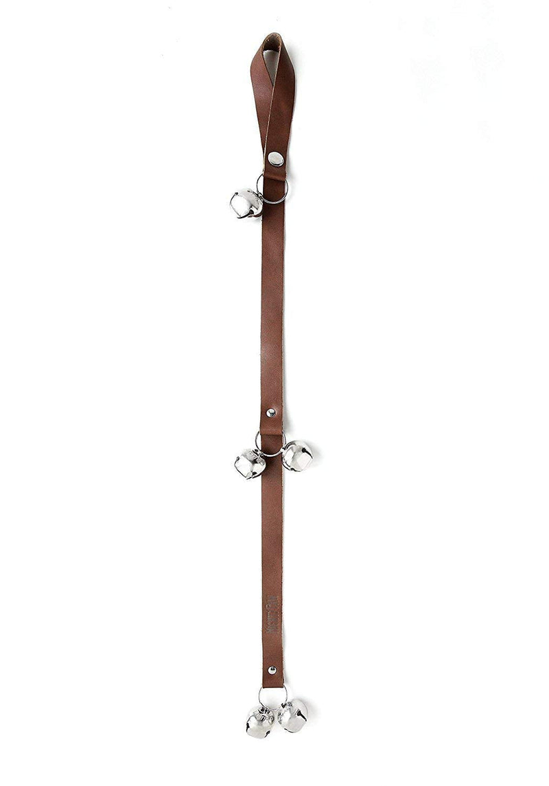 Mighty Paw Leather Tinkle Bells, Premium Leather Dog Doorbells, Extra Soft Leather with Durable Jingle Bells, Housetraining Doggy Door Bells for Potty Training, Includes Free Wall Hook Brown - BeesActive Australia