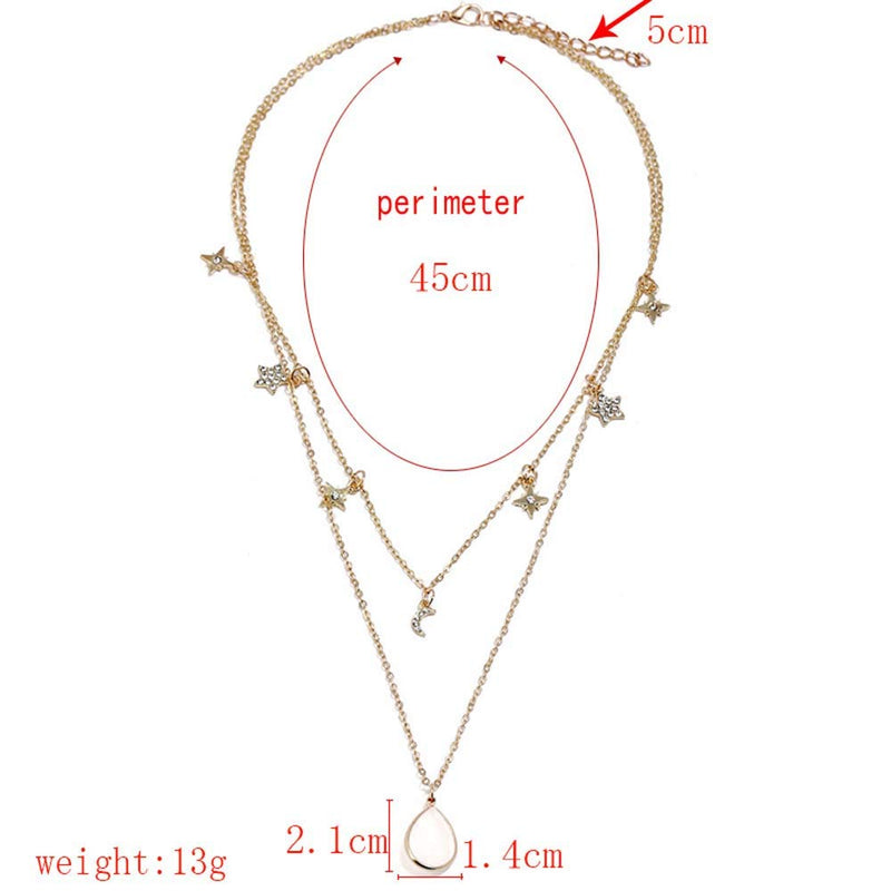 Jovono Fashion Multilayered Necklaces Star Tassels Water Rhinestone Pendant Jewelry Necklace Chains for Women and Girls - BeesActive Australia