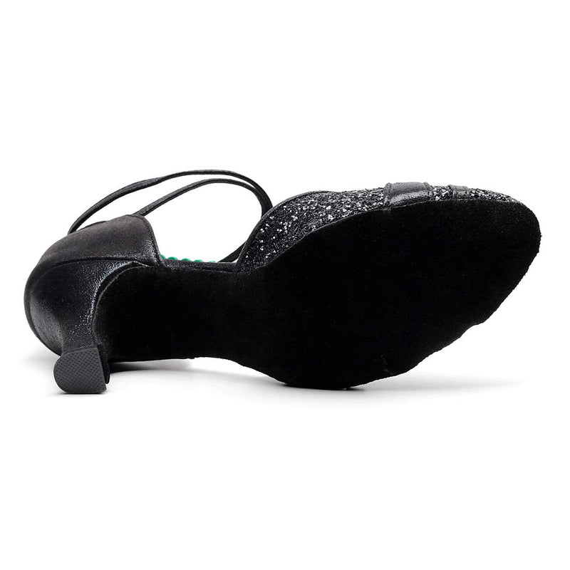 iCKER GetMine Womens Latin Dance Shoes Heeled Ballroom Salsa Tango Party Sequin Dance Shoes 6 Black 1 - BeesActive Australia