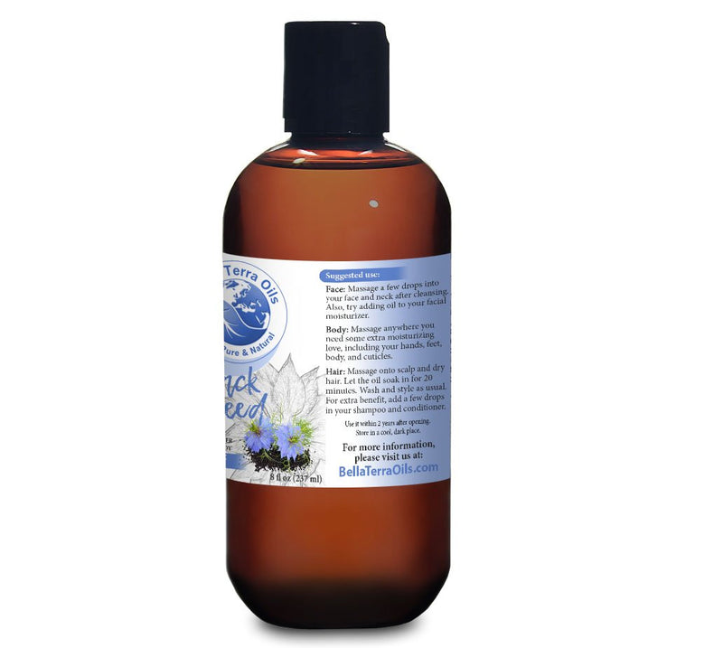NEW Black Seed Oil. 8oz. Cold-pressed. Unrefined. Organic. 100% Pure. Nigella Sativa Black Cumin Oil. Hexane-free. Antioxidant-rich. Natural Moisturizer. For Hair, Face, Body, Nails, Stretch Marks. - BeesActive Australia