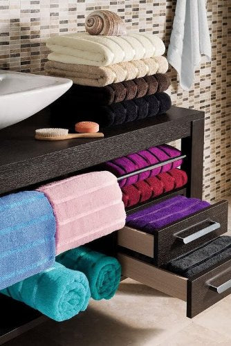 Egyptian Cotton Towel PREMIUM Extra Soft 600gsm Kensington Satin Stripe PACK OF 4 HAND TOWELS, TEAL - BeesActive Australia