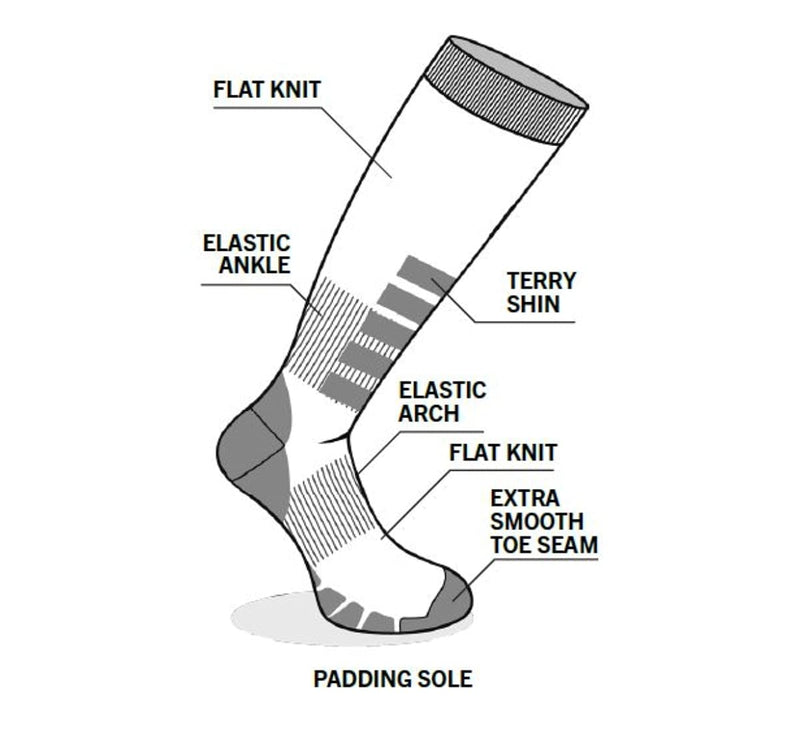Eurosock Unisex-Adult Eco Lite Weight Snow Board Socks Medium White/Black - BeesActive Australia
