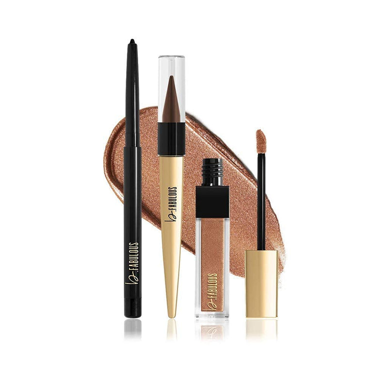 One Click Beauty b.Fabulous 3-Piece Eye Kit, Longwear Makeup, The Warm Nudes - BeesActive Australia