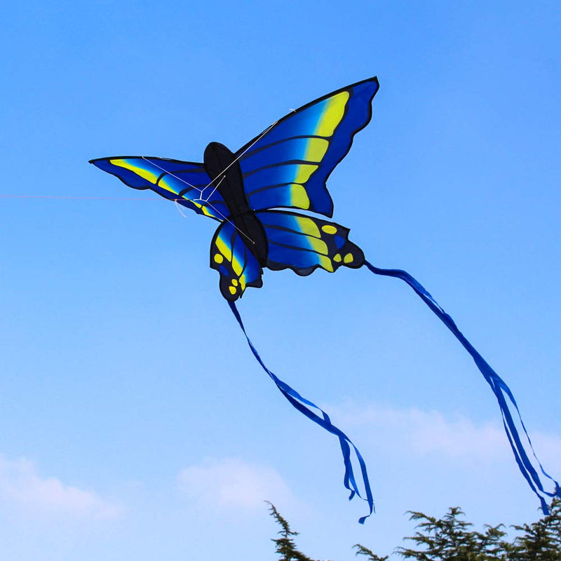 HENGDA KITE for Kids and Adults Amazing Colorful Butterfly Kite for Outdoor Games and Activities Single Line Kite with Flying Tools Blue - BeesActive Australia