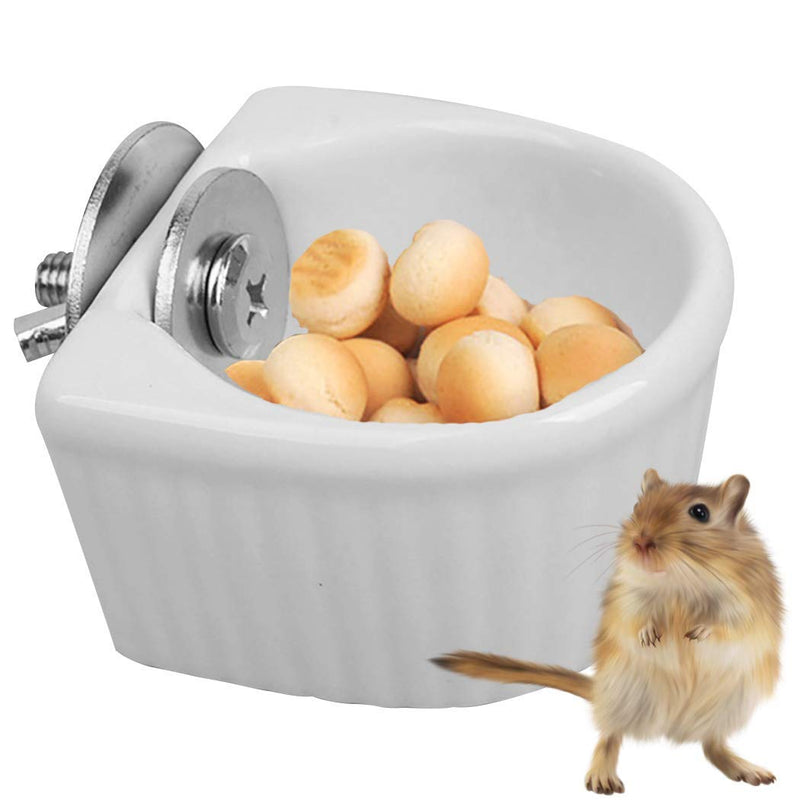 gutongyuan Small Animals Bowl, Detachable Cage Feeder Pet Ceramic Water & Food Feeder, Small Animal Supplies for Rabbit Parrot Squirrels Chinchilla Hamster Ferret White S - BeesActive Australia