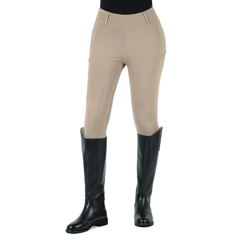 beroy Horseback Riding-Pants Girls Equestrian-Breeches - Kids Schooling Horse Tights Full Seat Silicone Pockets Khaki Small - BeesActive Australia