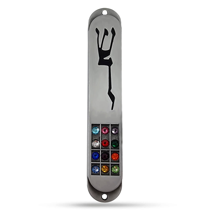 TALISMAN4U Pewter MEZUZAH Case with Scroll 12 Tribes of Israel Hoshen Design Hebrew Shaddai Protection Symbol Judaica Door Mezuza 3.5 Inch - BeesActive Australia