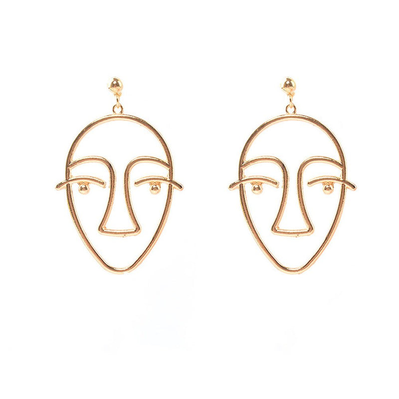 FXmimior Fashion Women Face Shapped Earrings Long Chain Drop Dangle Earrings Jewelry - BeesActive Australia