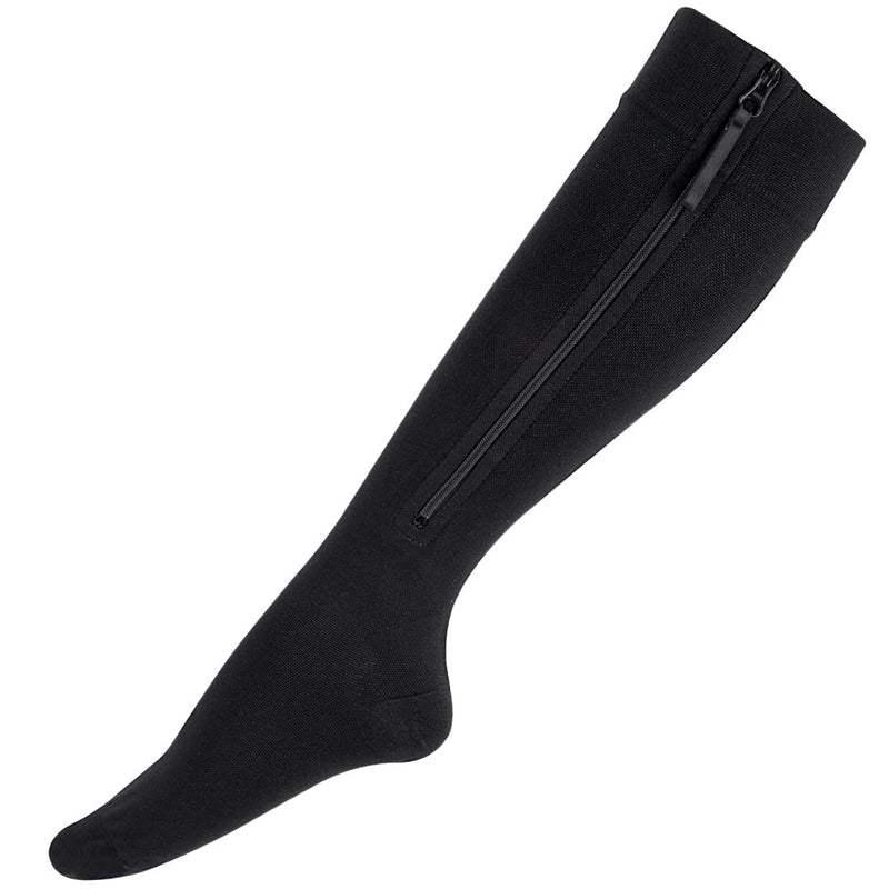 Ailaka Zipper Compression Socks for Men Women - 20-30 mmHg Close Toe Knee High Medical Compression Socks with Zipper, Zip Up Socks for Varicose Veins, Edema, Recovery, Pregnant, Nurse XX-Large (1 Pair) Black - BeesActive Australia