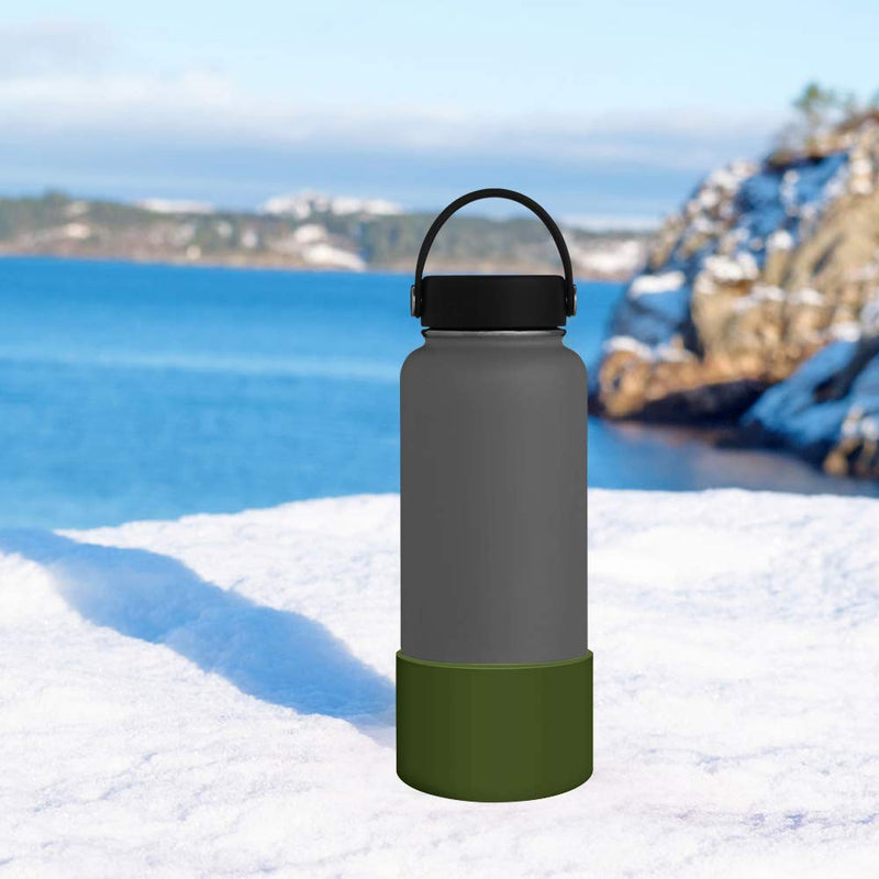 Protective Silicone Boot Sleeve for Hydro 12oz-40oz Sport Water Bottles Flask Accessories Anti-Slip Bottom Sleeve Cover Pet Feeding Bowl for Puppy Cat Army Green Fits 12oz to 24 oz Bottles - BeesActive Australia