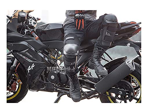 [AUSTRALIA] - Wonzone 1 Pair Motorcycle Knee Pads Protector Antislip Knee Cap Calf Shin Guards Long Leg Sleeve Adjustable Armor for Adult Motocross Racing Cycling Mountain Bike Black 