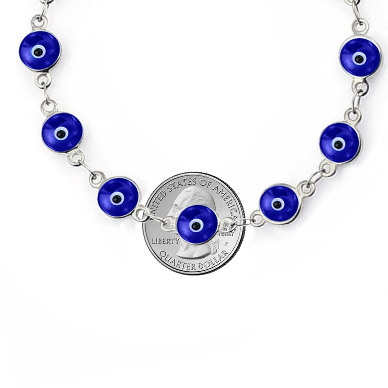 Savlano 925 Sterling Silver Glass Bead Evil Eye Bracelet - 7" inch Evil Eye Bracelet for Women & Girls Comes with Gift Box Navy - BeesActive Australia