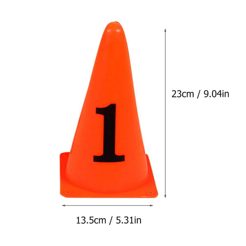 BESPORTBLE 10 Pcs Football Training Cones Plastic Traffic Cones Sport Training Agility Marker Cone with Numbers for Soccer Skating Basketball Indoor Outdoor Game Orange - BeesActive Australia
