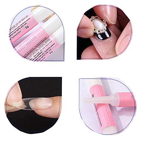 XICHEN 50 bottles Professiona Nail Art Glue for Beauty False Adhesive Transfer Tips Decorations Adhesive Transparent 2 ML(0.07 oz)/bottles - BeesActive Australia