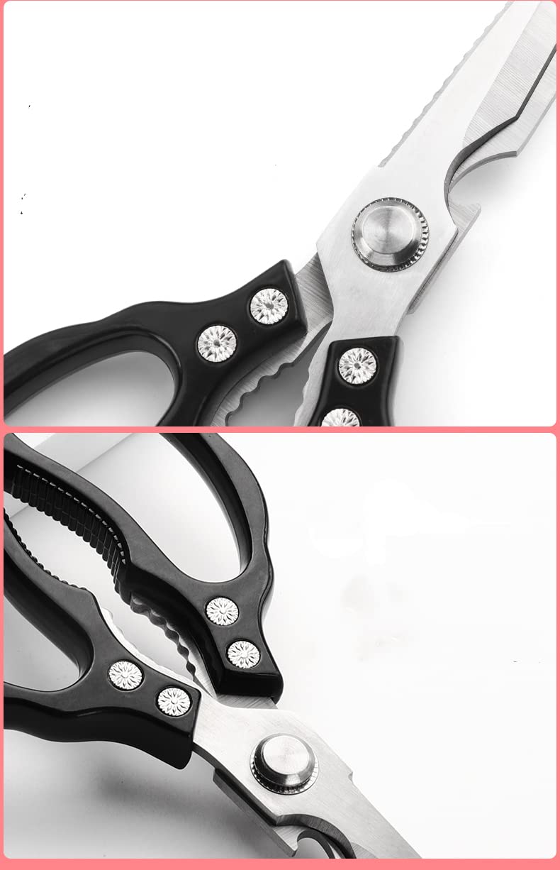 AWinjoy Kitchen Scissors, Heavy Duty Sharp Kitchen Shears Dishwasher Safe, Kitchen Accessories Cooking Shears for Kitchen Meat Chicken Fish Poultry Herb Bread (Black) Black - BeesActive Australia
