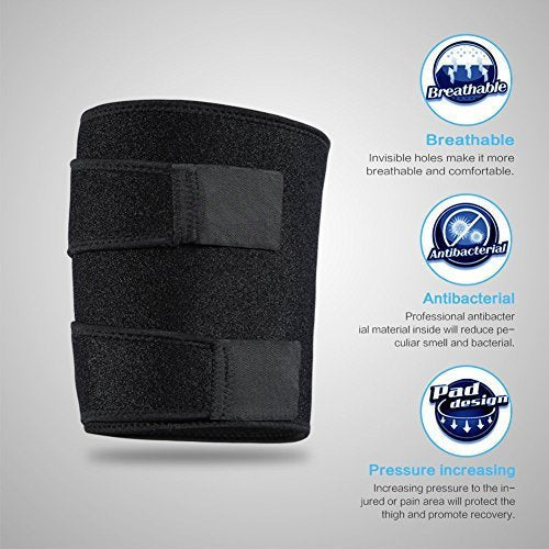 Medical Grade Thigh Hamstring Support Compression Brace Wrap Adjustable Neoprene Sports Leg Sleeve for Pulled Hamstring Strain Injury Rehab for Gym,Running, Fitness, Football, Badminton, Basketball 1 Pcs Thigh Support - BeesActive Australia