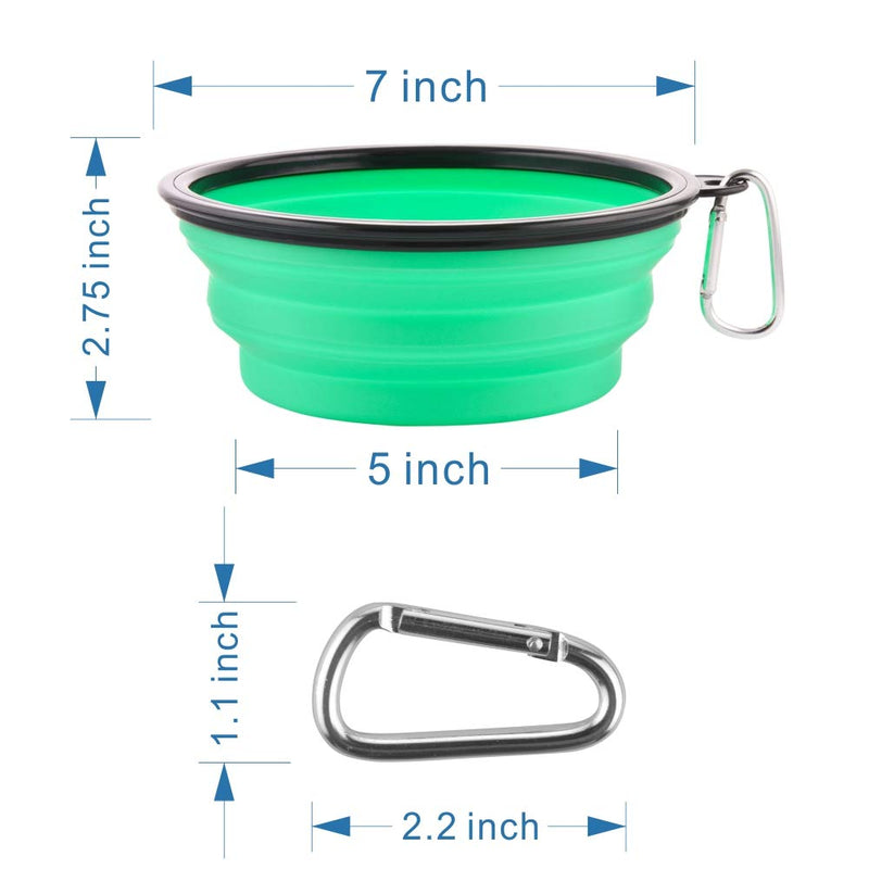 Large Collapsible Dog Bowls, 34oz Travel Water Food Bowls Portable Foldable Collapse Dishes with Carabiner Clip for Traveling, Hiking, Walking, 2 Pack (Light Blue + Light Green) - BeesActive Australia