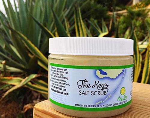 The Keys Salt Scrub : Exfoliating Sea Salt Body Skin Scrubs - Made with Pure Florida Sea Salt and Organic Coconut Oil + FREE Wooden Spoon (Key Lime, 12 oz) Key Lime 12 Ounce (Pack of 1) - BeesActive Australia