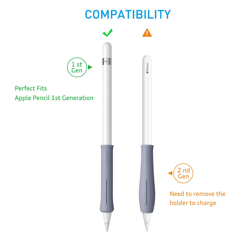 FINTIE 2-Piece Silicone Grip Holder for Pencil 1st 2nd Gen, Protective Skin Sleeve Case Accessories for Pencil 1 2, Lavender Grey *Lavender Grey - BeesActive Australia
