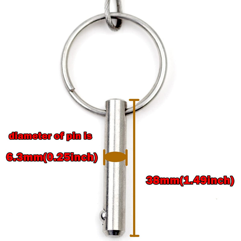 Boat Bimini Pin 4PCS Quick Release Pin 1/4" Diameter w/Lanyard Prevents Loss, Full 316 Stainless Steel, Boat Tops and Support Poles Sailboat Accessories, Bimini Top Pin - BeesActive Australia