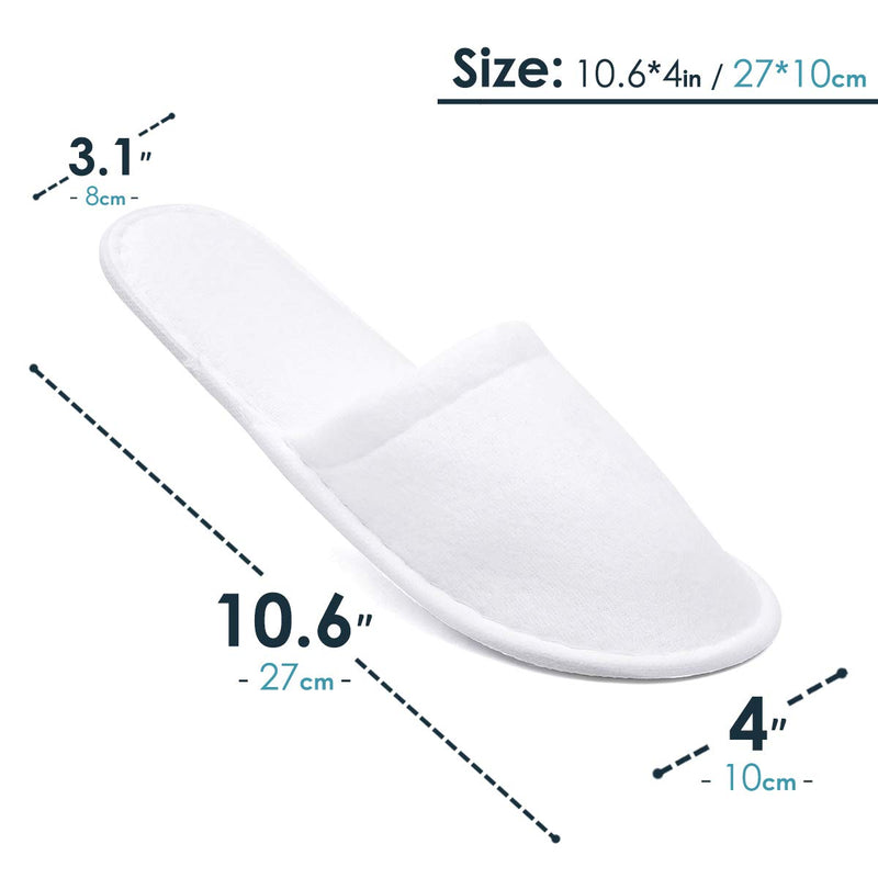 6 Pairs White Disposable Slippers, Cotton Closed Toe Spa Slippers for Women and Men, Breathable Non-Slip Slippers for Hotel, Guests, Travel - BeesActive Australia