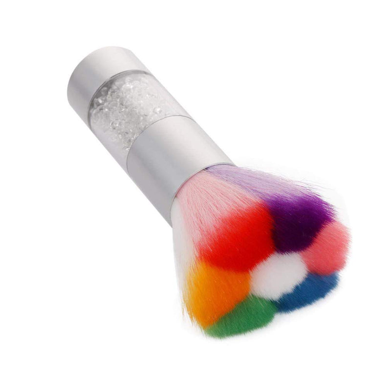 Optokeko Nail Art Dust Brush Colorful Nail Brush Remover Cleaner for Acrylic & UV Nail Gel Powder Makeup Foundation with Shiny Rhinestone Handle (Silver) - BeesActive Australia