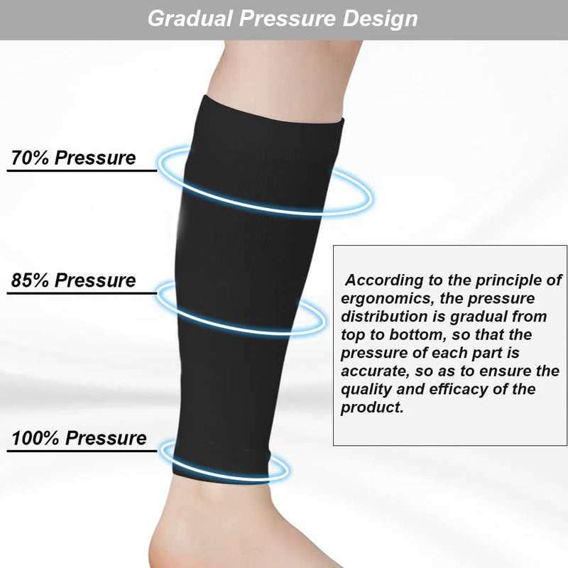Novetec Calf Compression Sleeves for Men & Women (20-30mmhg) - Leg Compression Sleeve for Running, Cycling, Shin Splints Support, Relieve Legs Pain, Travel (One Pair)(Black,Large) Large Black - BeesActive Australia