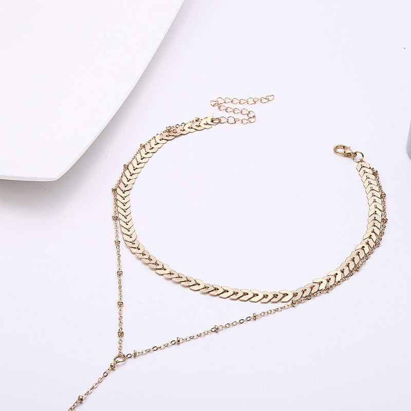 Olbye Wrap Y Necklace Choker Gold Sequin Necklace Chain Tassel Pendant Necklace for Women and Girls - BeesActive Australia