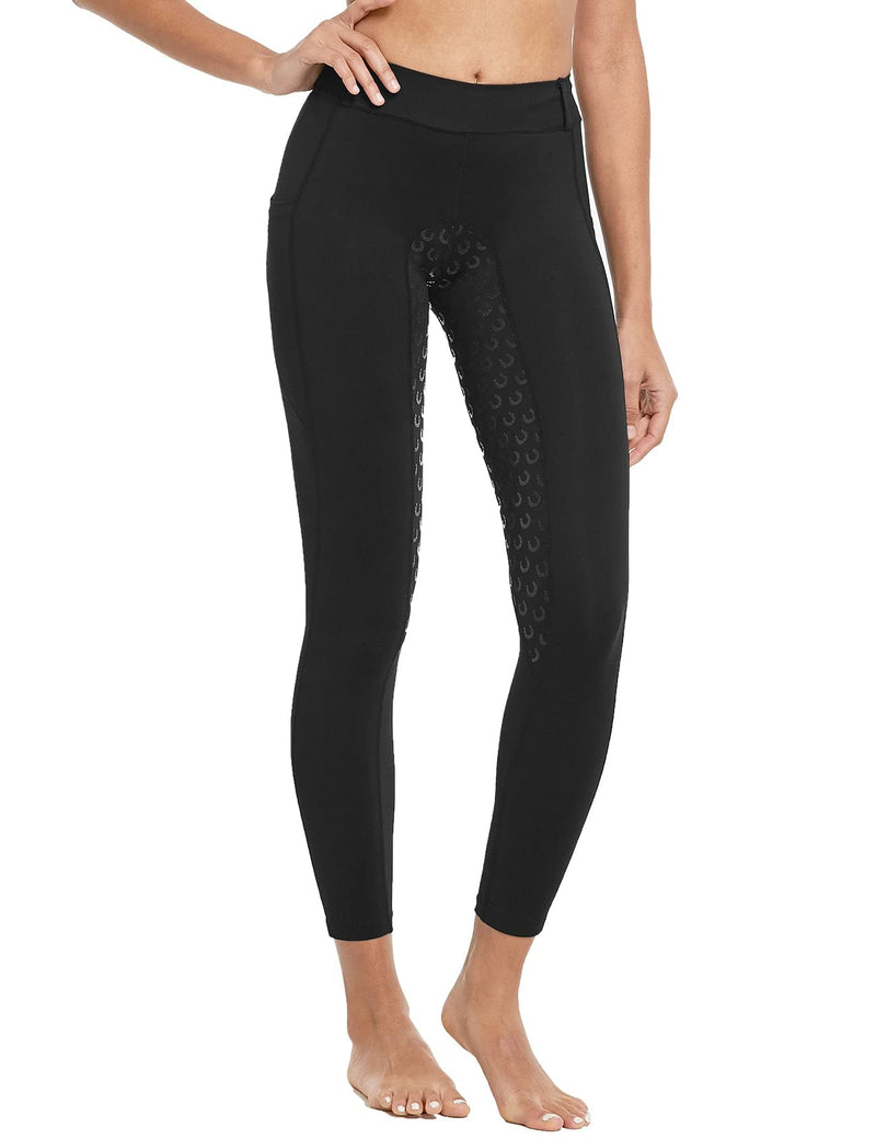 FitsT4 Women's Full Seat Riding Tights Active Silicon Grip Horse Riding Tights Equestrian Breeches Black X-Large - BeesActive Australia