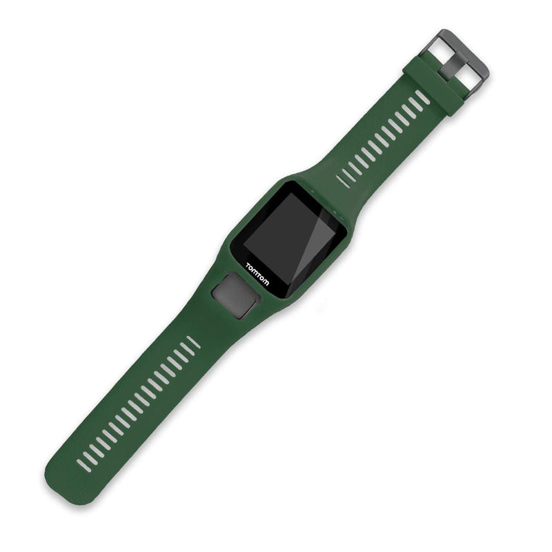 kwmobile Watch Band Compatible with Tomtom Adventurer/Runner 3/Spark 3/Golfer 2 - Watch Band Replacement Silicone Strap - Dark Green Large - BeesActive Australia