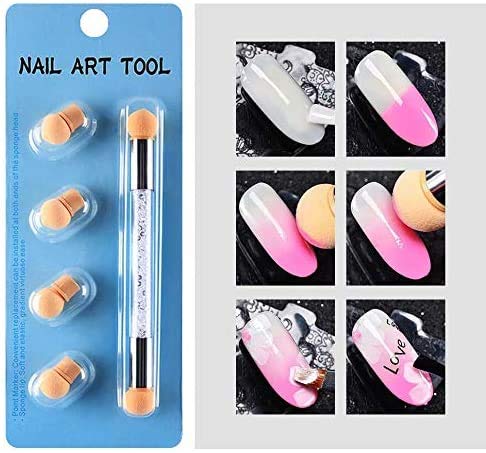 MWOOT 9 Pieces Nail Art Brushes Set with Nail Gradient Sponges, 3D Floral Ombre Nail Painting Pen Kit for UV Gel Nail Design, Nail Brushes for Acrylic Application with 4 Nail Art Sponge Replacement - BeesActive Australia