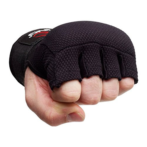 [AUSTRALIA] - STING Elasticized Quick Wraps Padded Inner for Kickboxing, MMA, and Muay Thai Black Small 