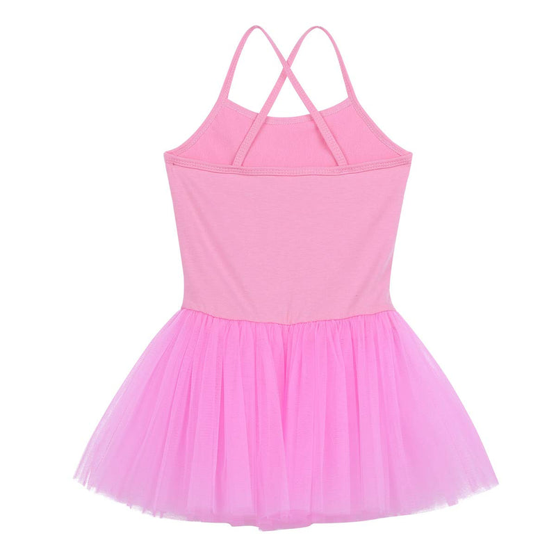 [AUSTRALIA] - moily Girls Sequins Criss Cross Strappy Back Camisole Tutu Dress Gymnastics Ballerina Performing Dancewear Pink 3 / 4 