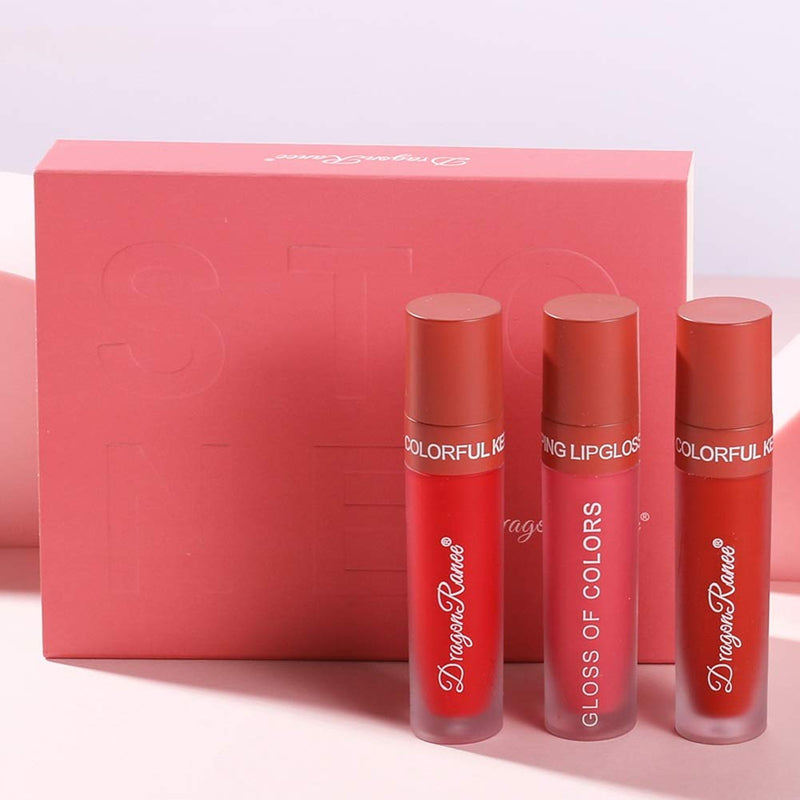 Fashion888 Liquid Lipstick Set,3 Pack Matte Lip Gloss,Non-stick Cup Waterproof Long Lasting Lip Gloss Set With Gift Box 0.36oz B - BeesActive Australia